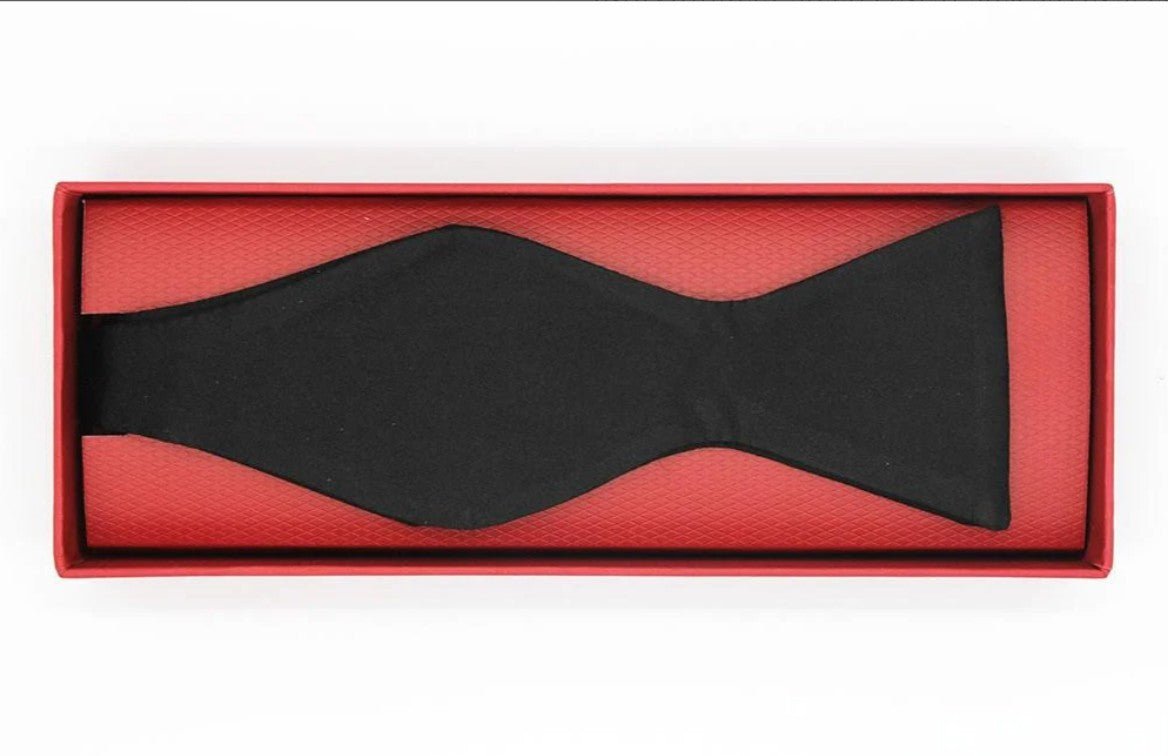 Satin Silk Black Self Tie Bow Tie - Leonard Silver Bow Ties