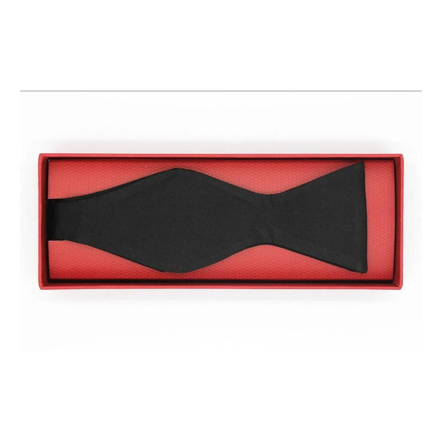 Satin Silk Black Self Tie Bow Tie - Leonard Silver Bow Ties
