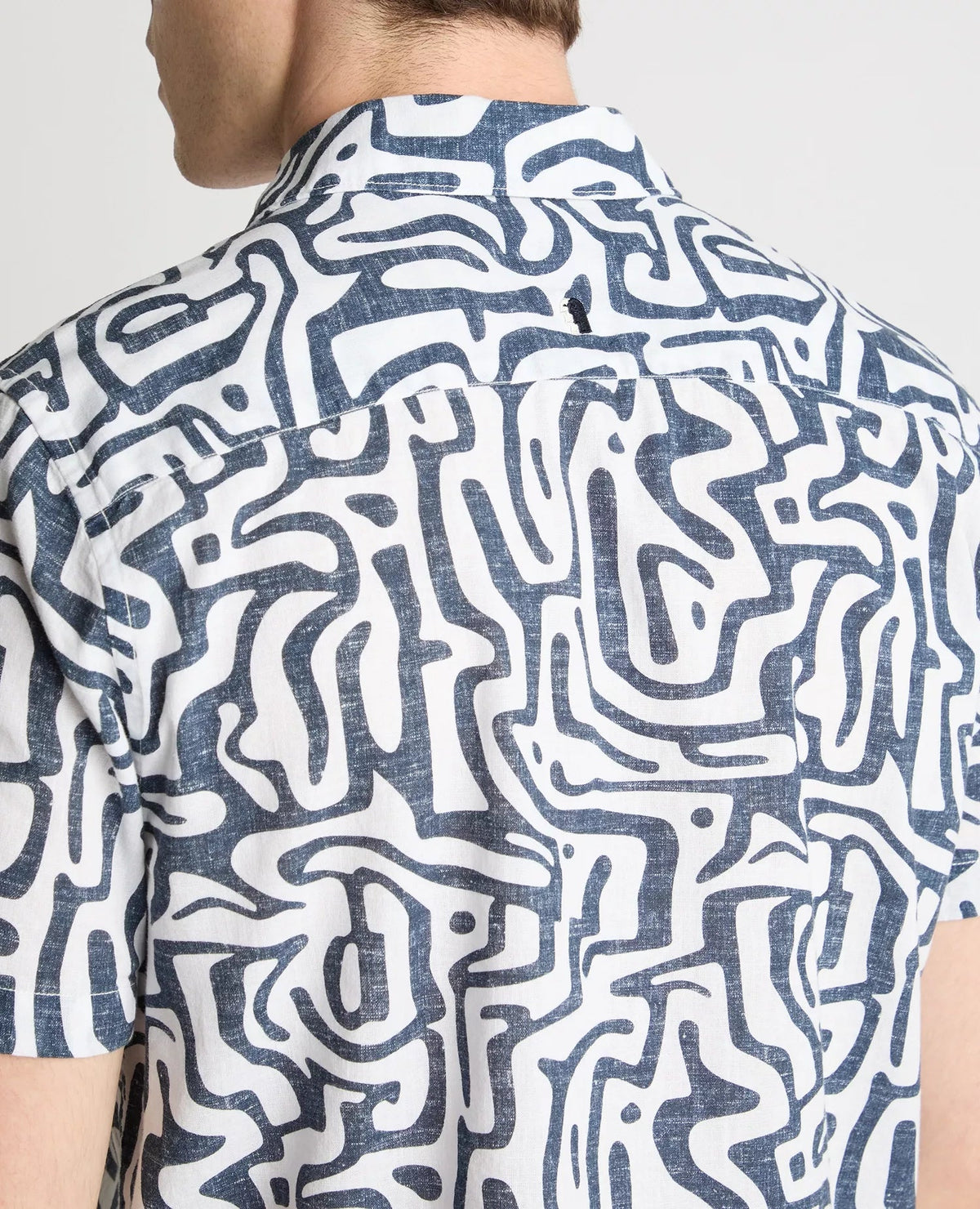 Short Sleeve Shirt with Blue Abstract Print - Remus Uomo Shirts