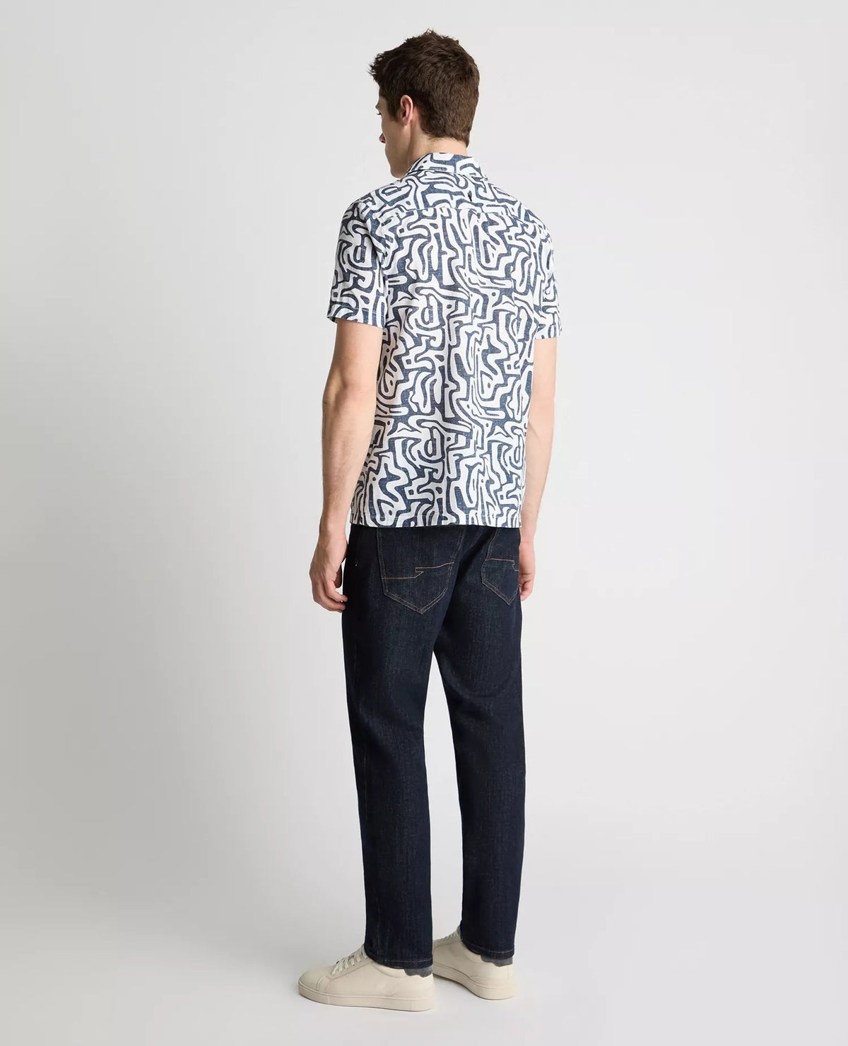 Short Sleeve Shirt with Blue Abstract Print - Remus Uomo Shirts
