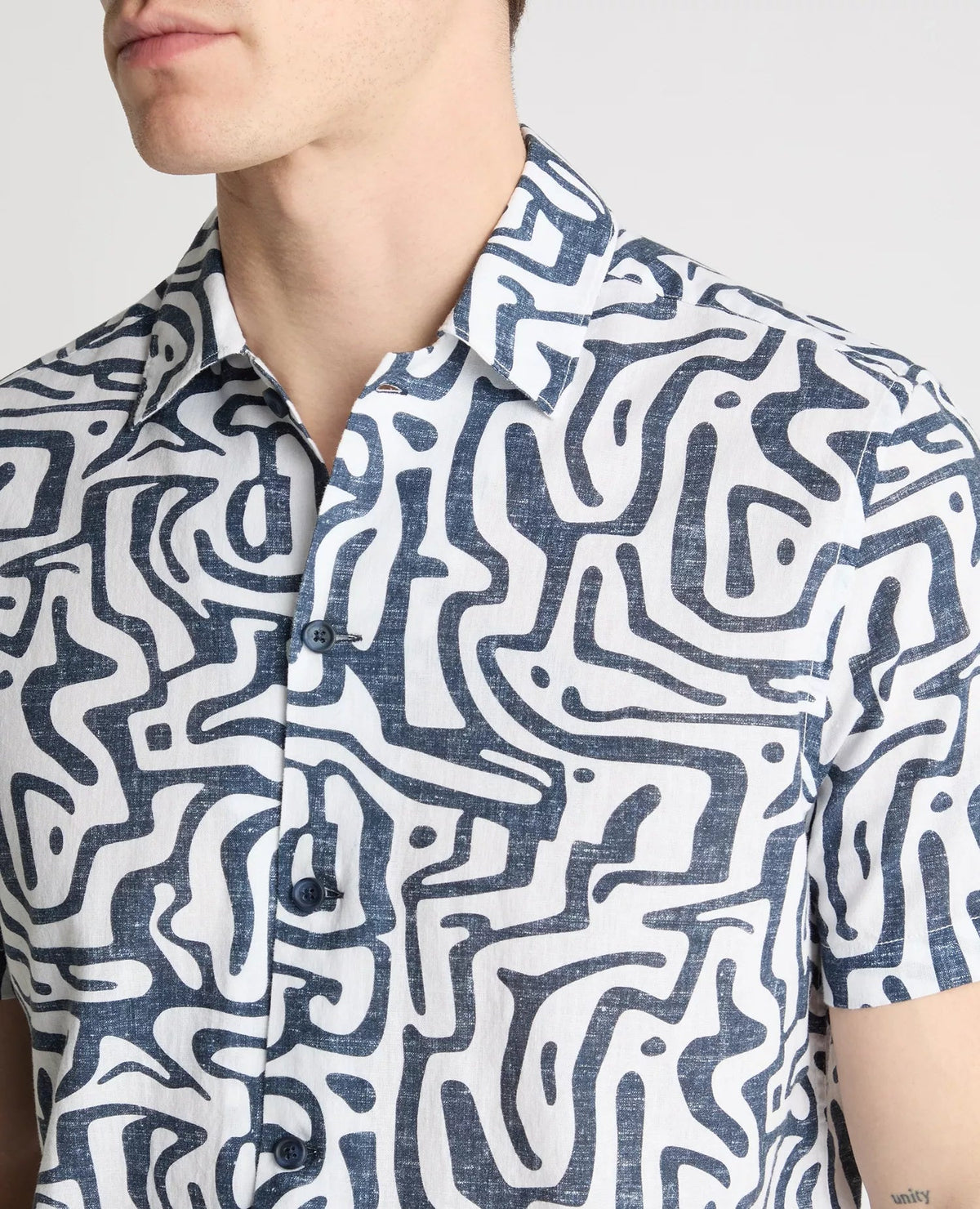 Short Sleeve Shirt with Blue Abstract Print - Remus Uomo Shirts