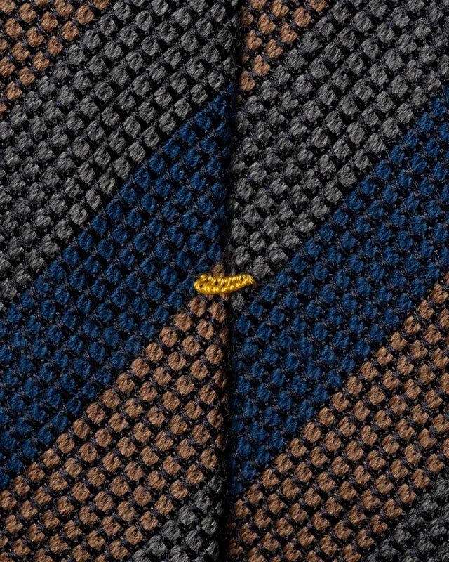 Silk Wool Grenadine Tie Blue/Brown - Eton Shirts Neck Ties
