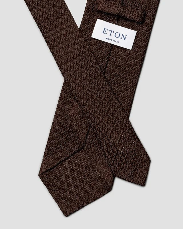 Silk Wool Grenadine Tie Brown - Eton Shirts Neck Ties