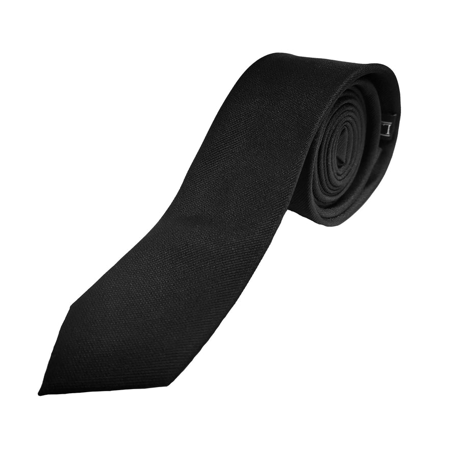 Skinny Twill Black Tie - Leonard Silver