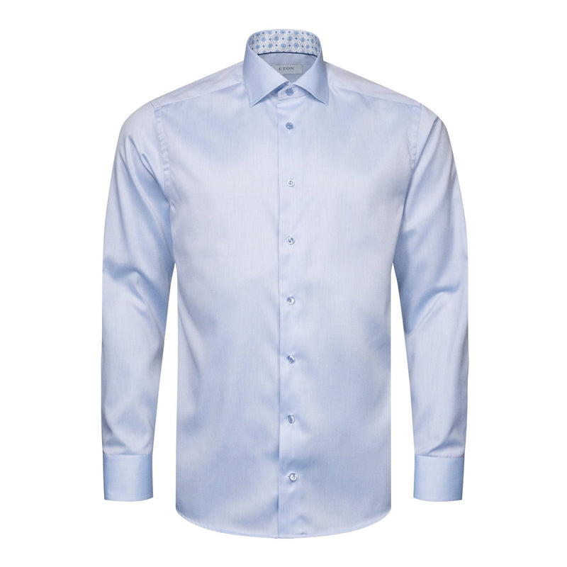 Sky Blue Geometric Blue Insert Shirt - Eton Shirts