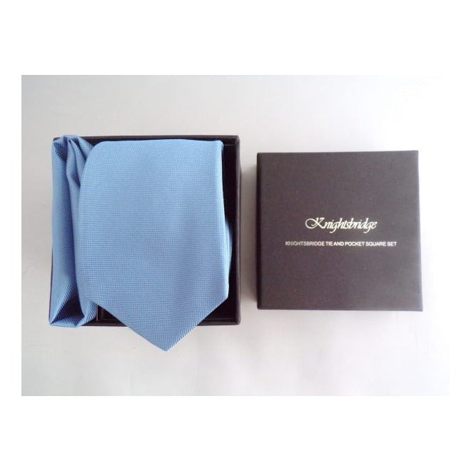 Sky Blue Silk Tie and Pocket Square Set - Knightsbridge