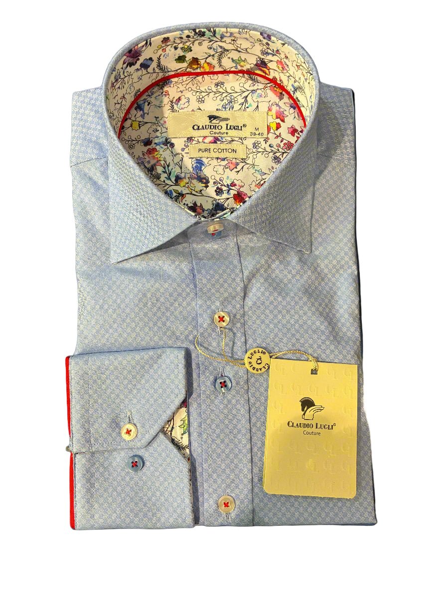 Sky Jacquard Print Shirt - Claudio Lugli Shirts