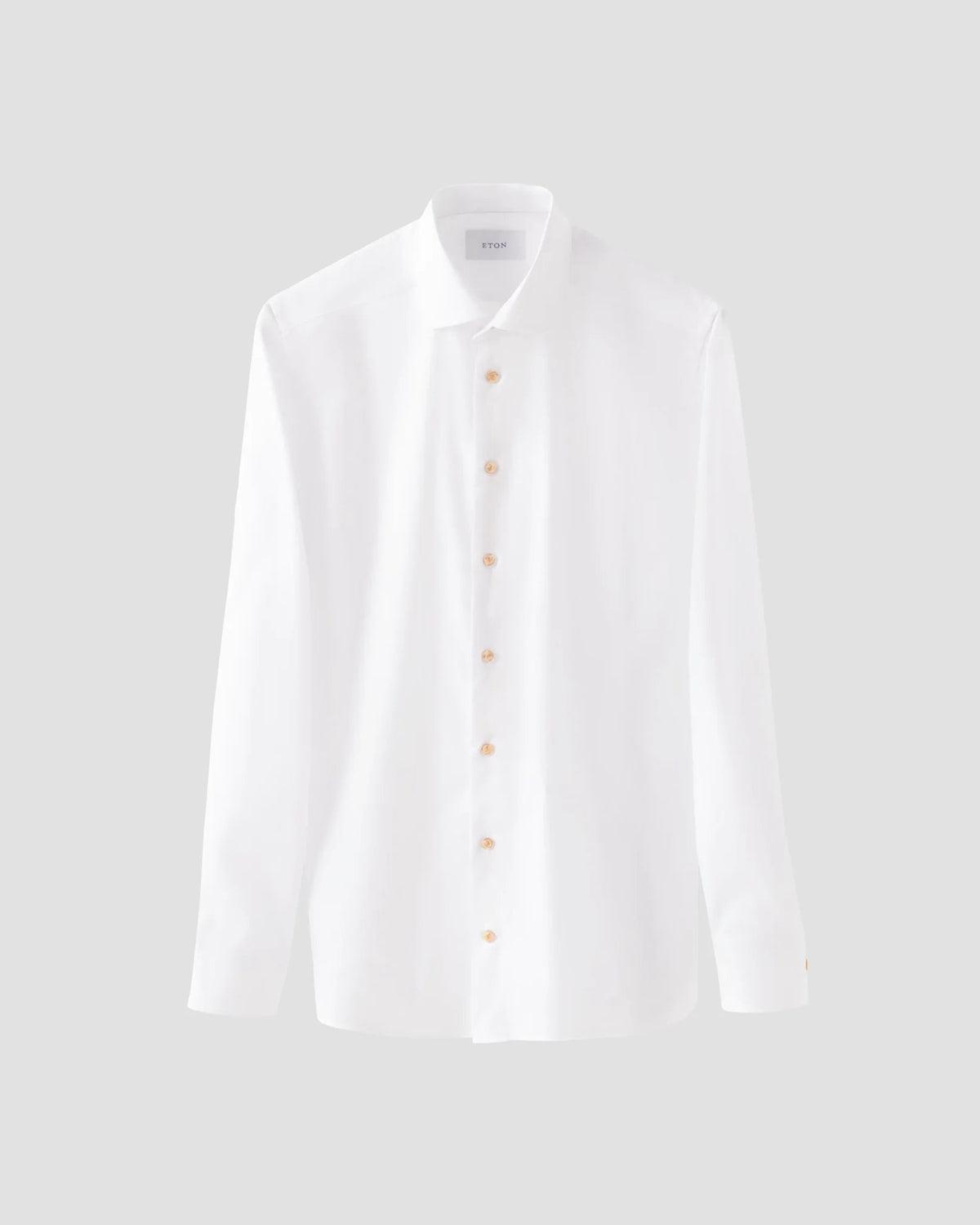 Solid Signature Twill Shirt with Beige Buttons - Eton Shirts