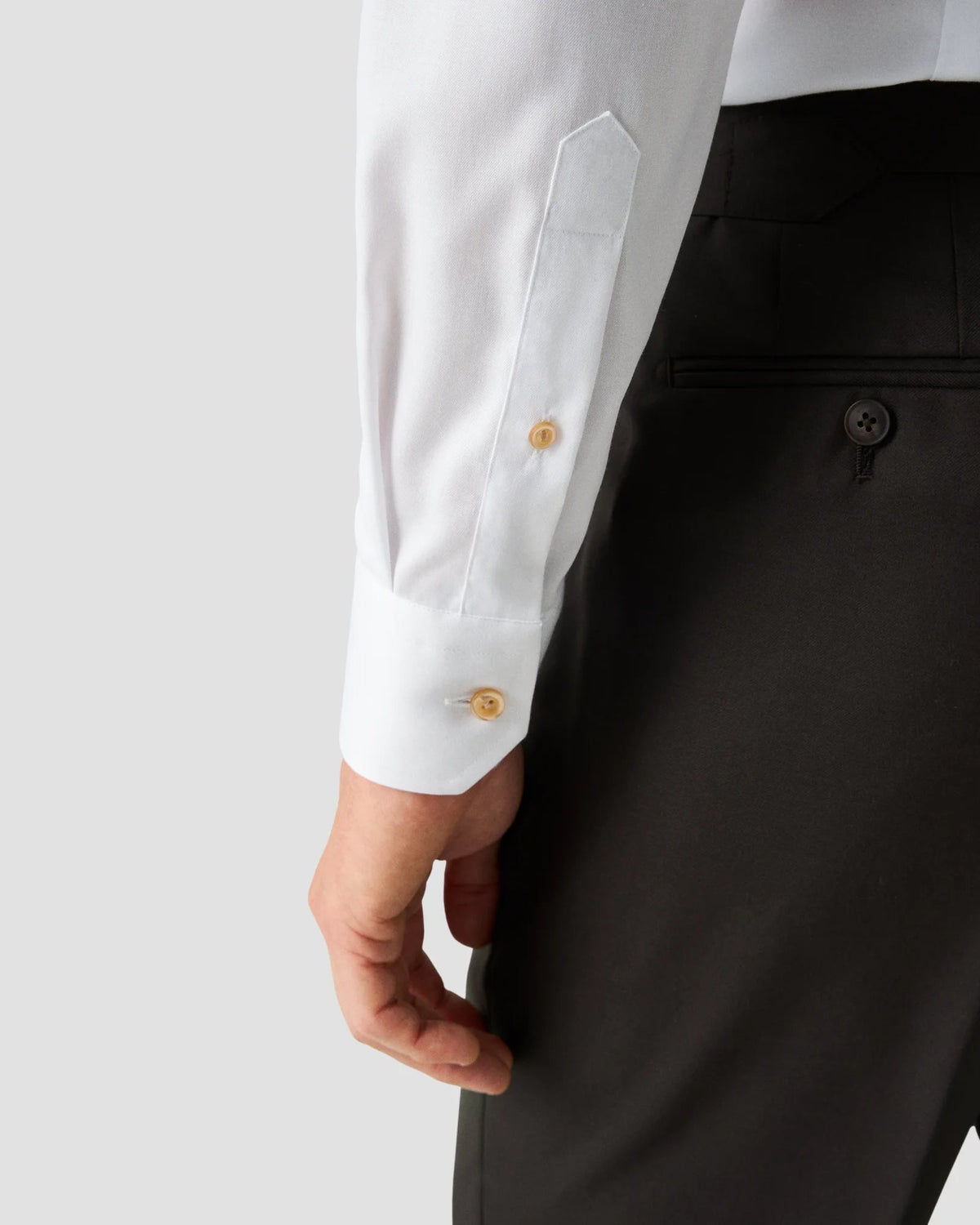 Solid Signature Twill Shirt with Beige Buttons - Eton Shirts