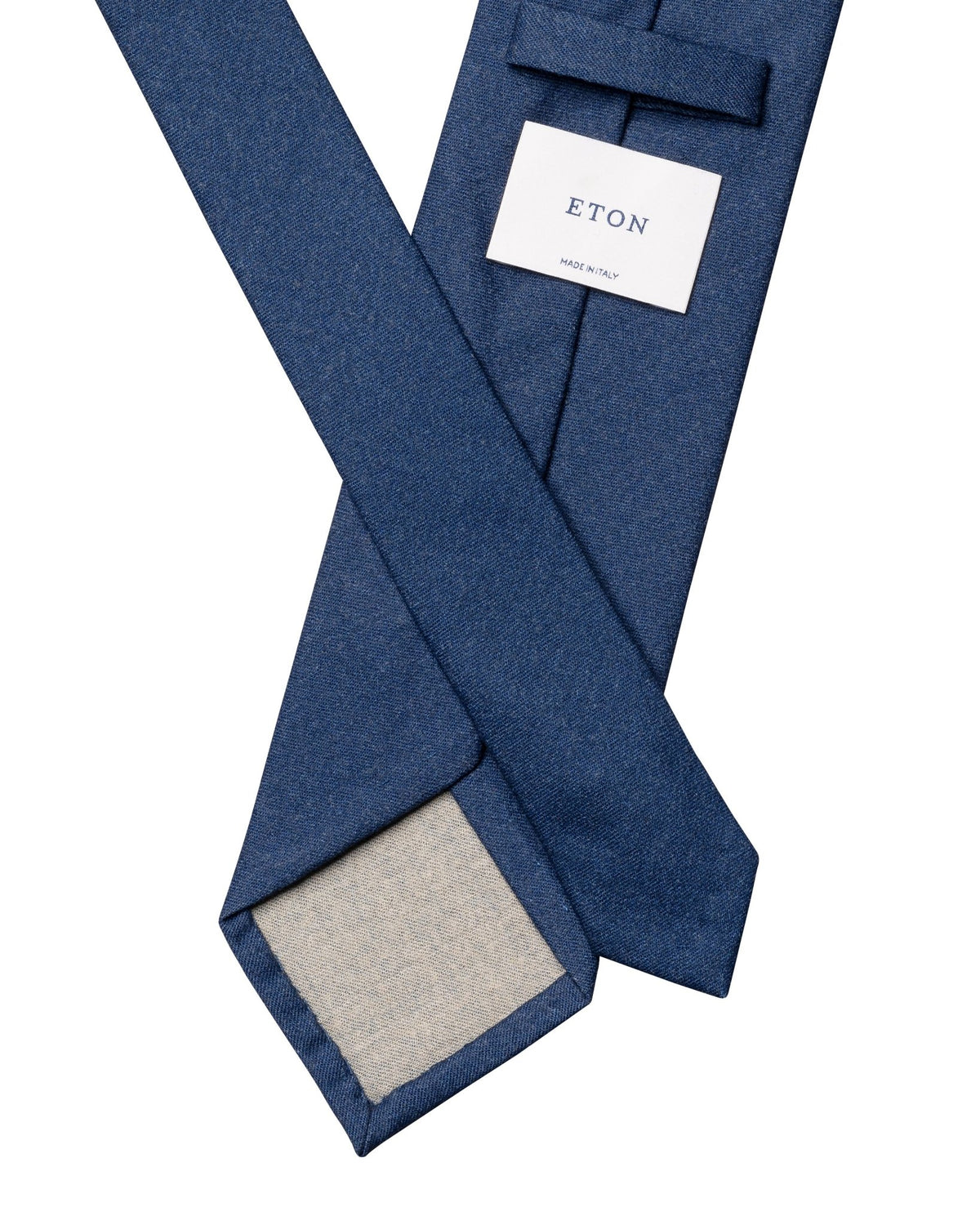 Solid Wool Flannel Tie Blue - Eton Shirts Neck Ties