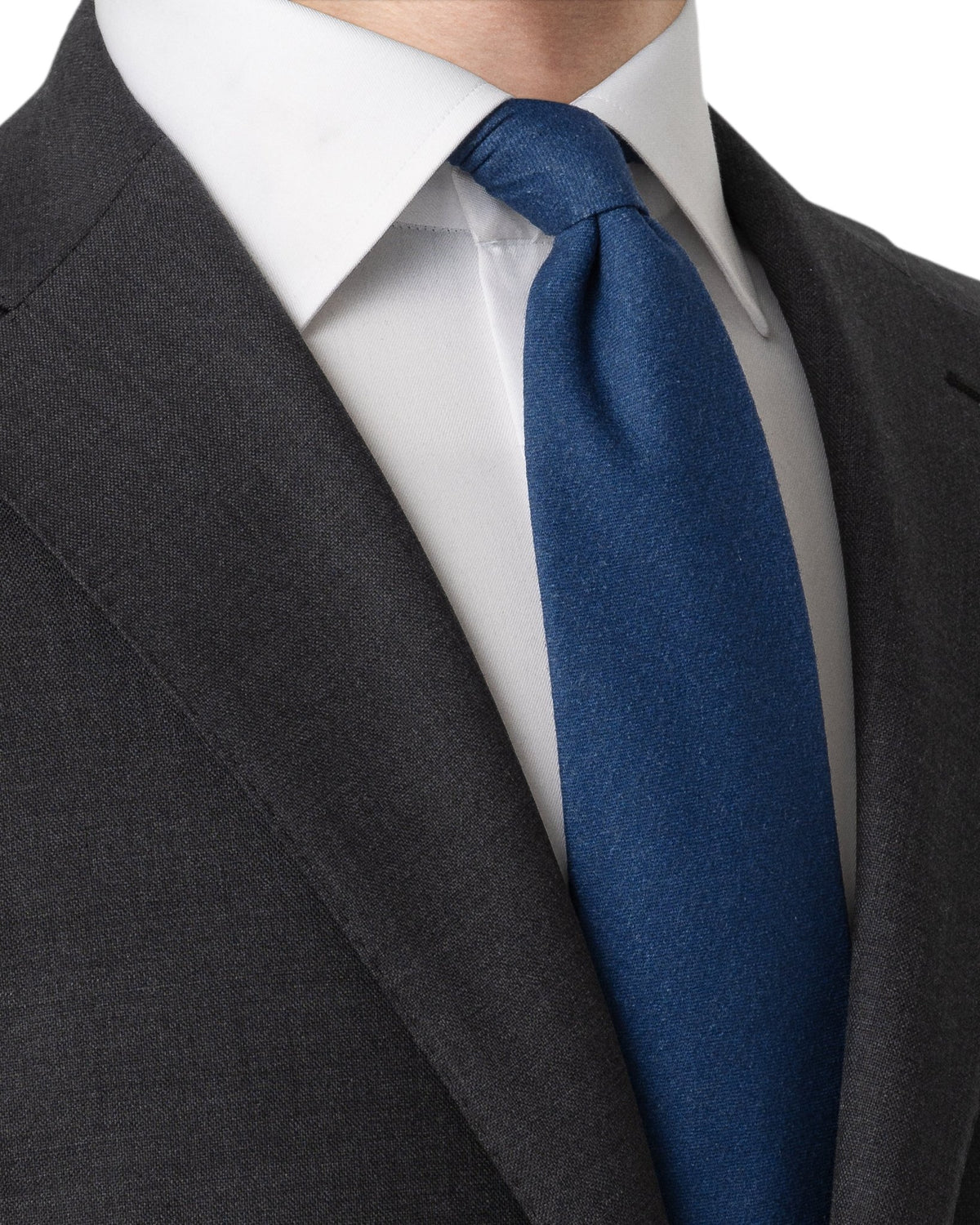 Solid Wool Flannel Tie Blue - Eton Shirts Neck Ties