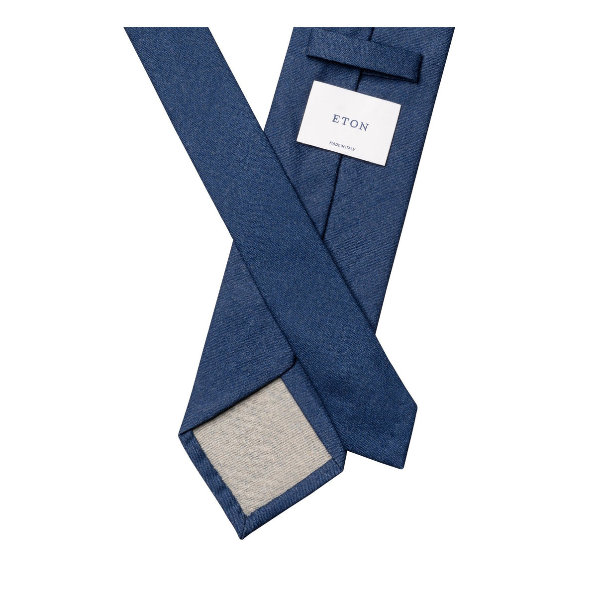 Solid Wool Flannel Tie Blue - Eton Shirts Neck Ties