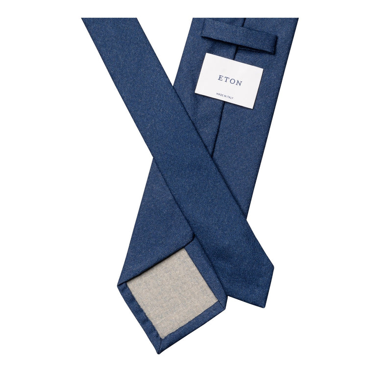 Solid Wool Flannel Tie Blue - Eton Shirts Neck Ties