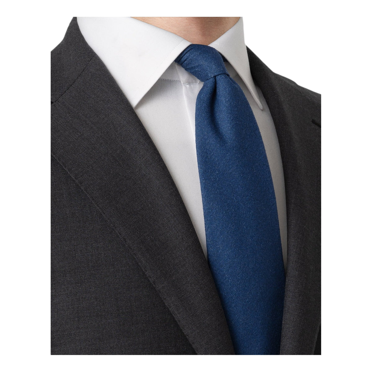 Solid Wool Flannel Tie Blue - Eton Shirts Neck Ties