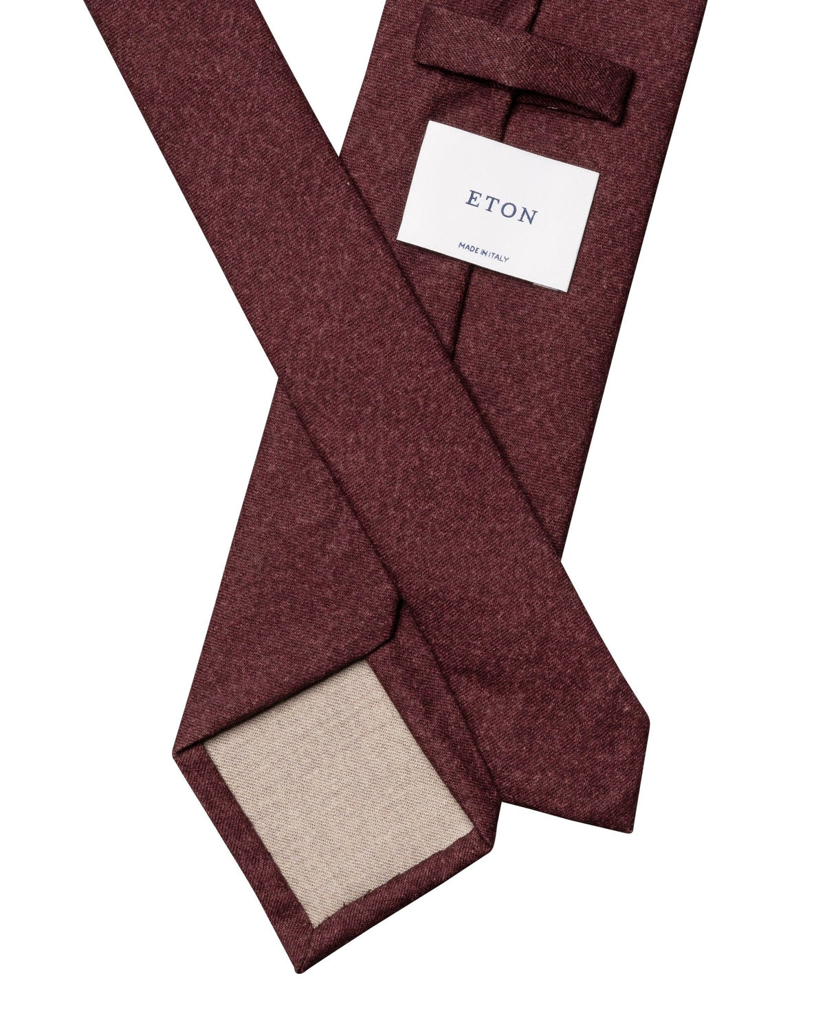Solid Wool Flannel Tie Burgundy - Eton Shirts Neck Ties