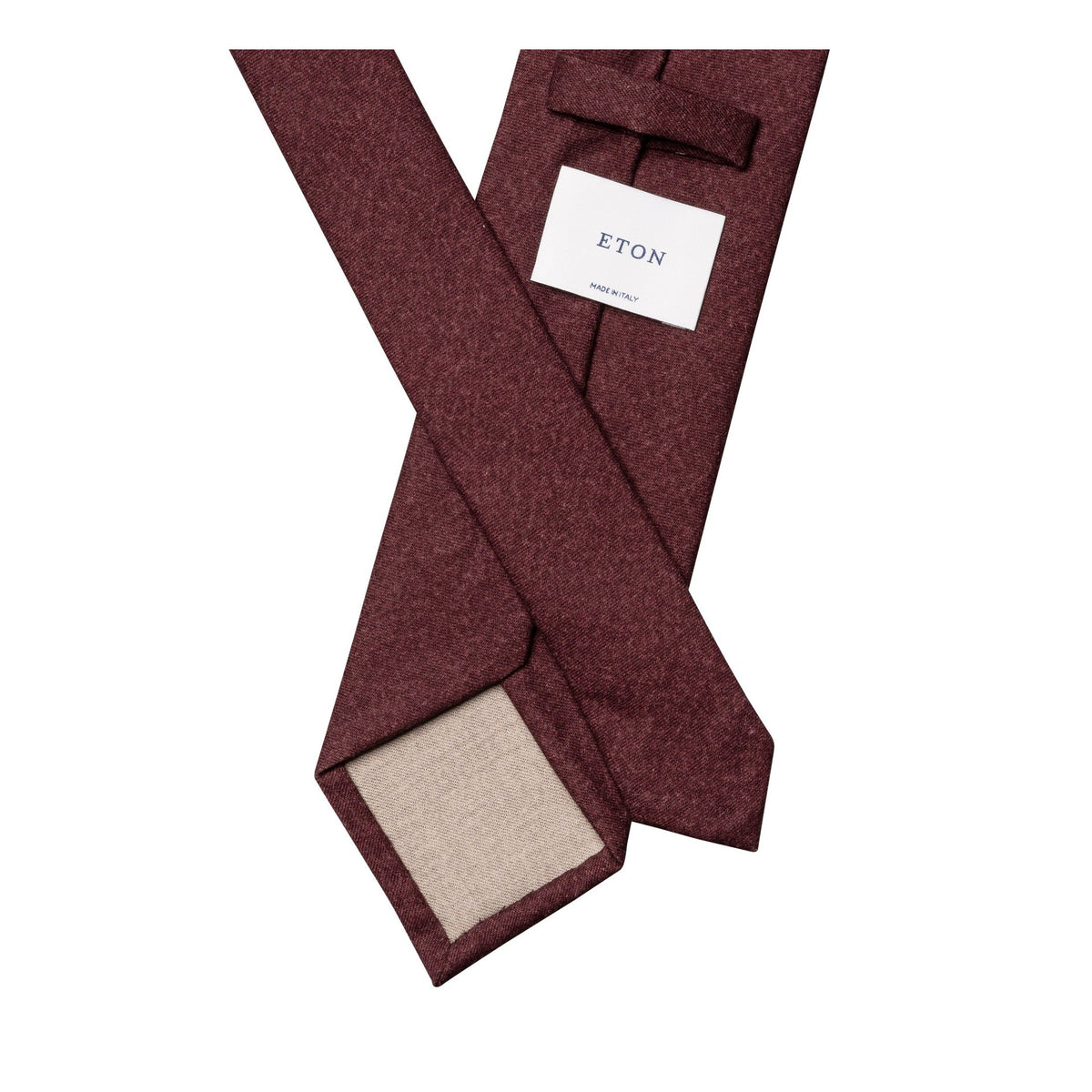 Solid Wool Flannel Tie Burgundy - Eton Shirts Neck Ties