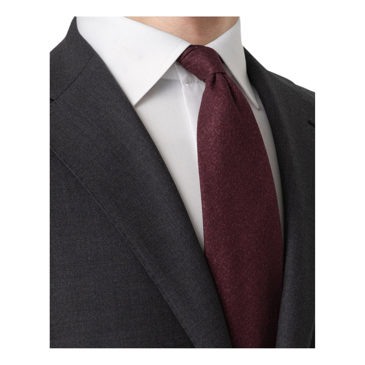 Solid Wool Flannel Tie Burgundy - Eton Shirts Neck Ties