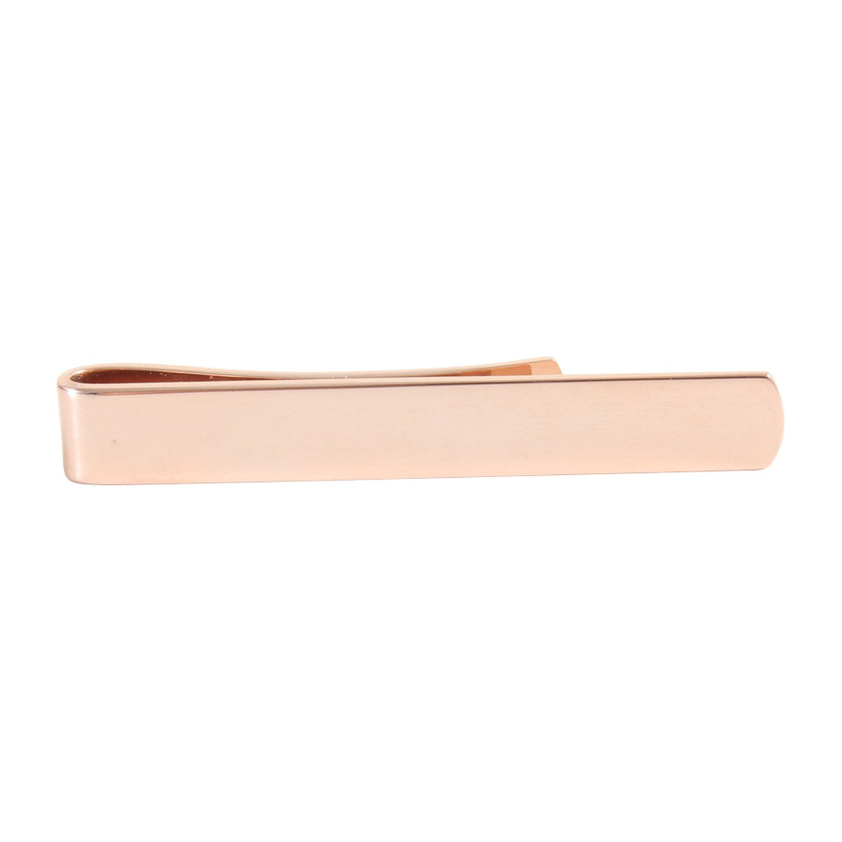 Rose Gold Plated Skinny Tie Slide - Leonard Silver - front view