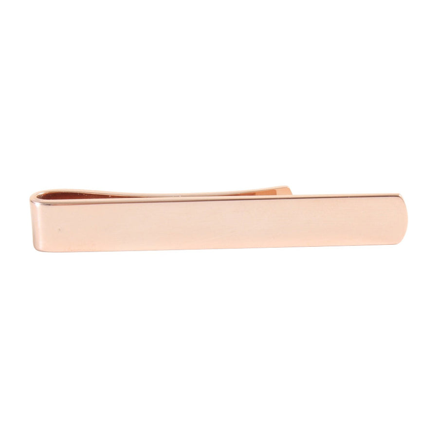 Rose Gold Plated Skinny Tie Slide - Leonard Silver - front view