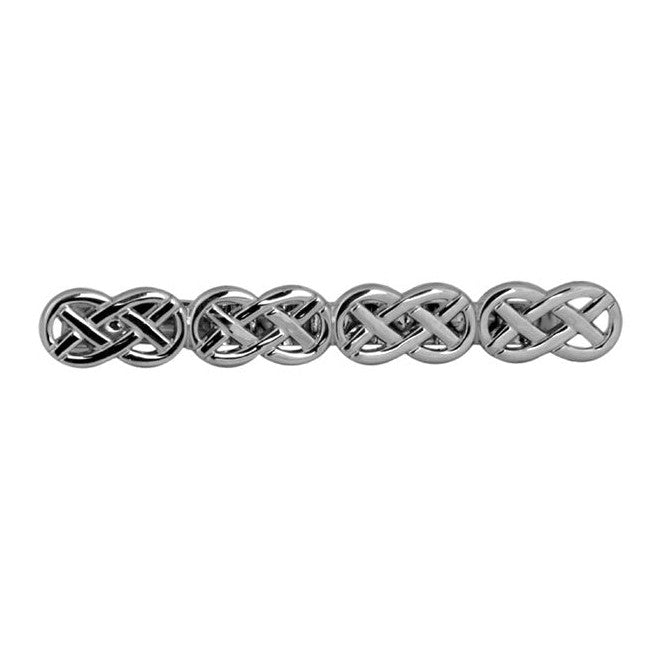 Celtic Open Knotwork Rhodium Tie Slide - Leonard Silver - front view