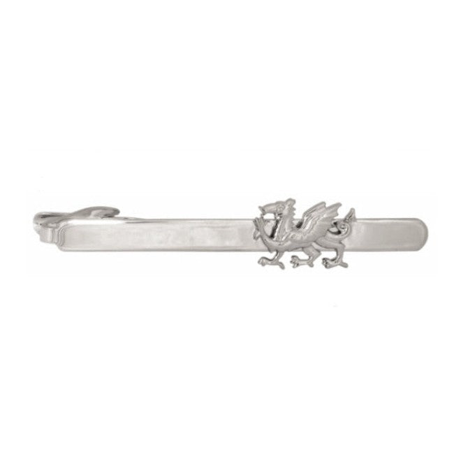 Dragon Cut-Out Rhodium Plated Tie Clip - Leonard Silver - front view