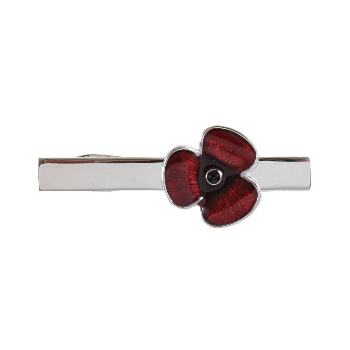 Poppy Crocodile Clip Tie Slide - Leonard Silver - front view