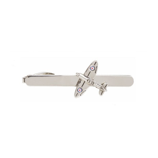 Spitfire Rhodium Plated Tie Slide - Leonard Silver - front view