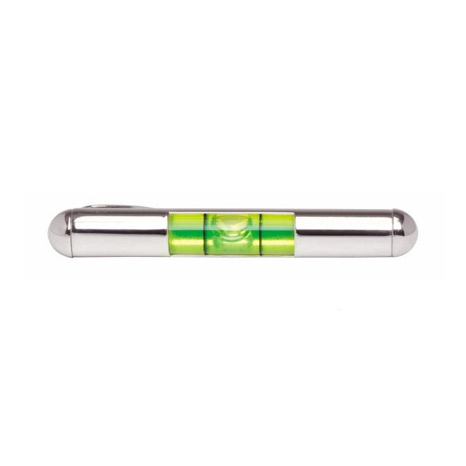 Green Spirit Level Rhodium Plated Tie Slide - Leonard Silver - front view