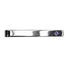 Sapphire Star Set Sterling Silver Tie Slide - Leonard Silver - front view showing star set stone