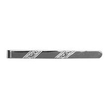 Engraved Diagonals Sterling Silver Tie Slide - Leonard Silver - front view