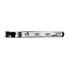 Spread Hallmark Heavy Sterling Silver Tie Slide - Leonard Silver - front view showing hallmarks along the bar
