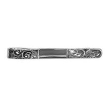 Engraved Scroll Sterling Silver Tie Slide - Leonard Silver - front view