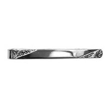 Engraved Ends Hallmark Sterling Silver Tie Slide - Leonard Silver - front view