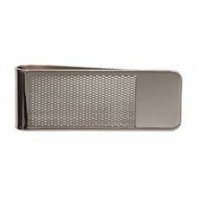 Rhodium Plated Barley Design Money Clip - Leonard Silver - angled view