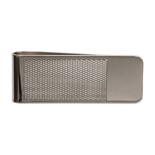 Rhodium Plated Barley Design Money Clip - Leonard Silver - front