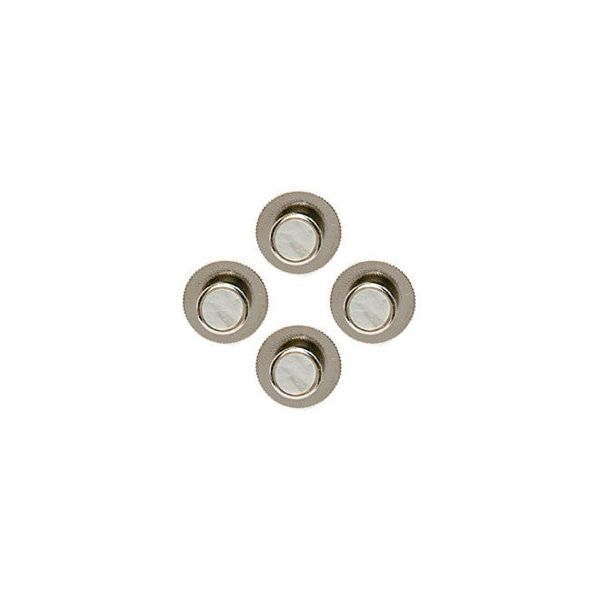 White Acrylic Round Rhodium Dress Studs - Leonard Silver - all four studs, face up