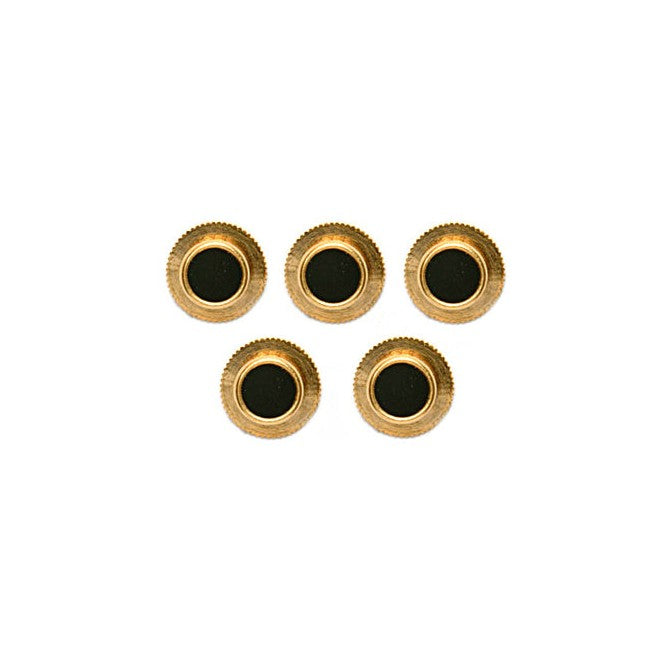 Black Acrylic & Gold Plated Round Dress Studs - Leonard Silver, set of five, front view