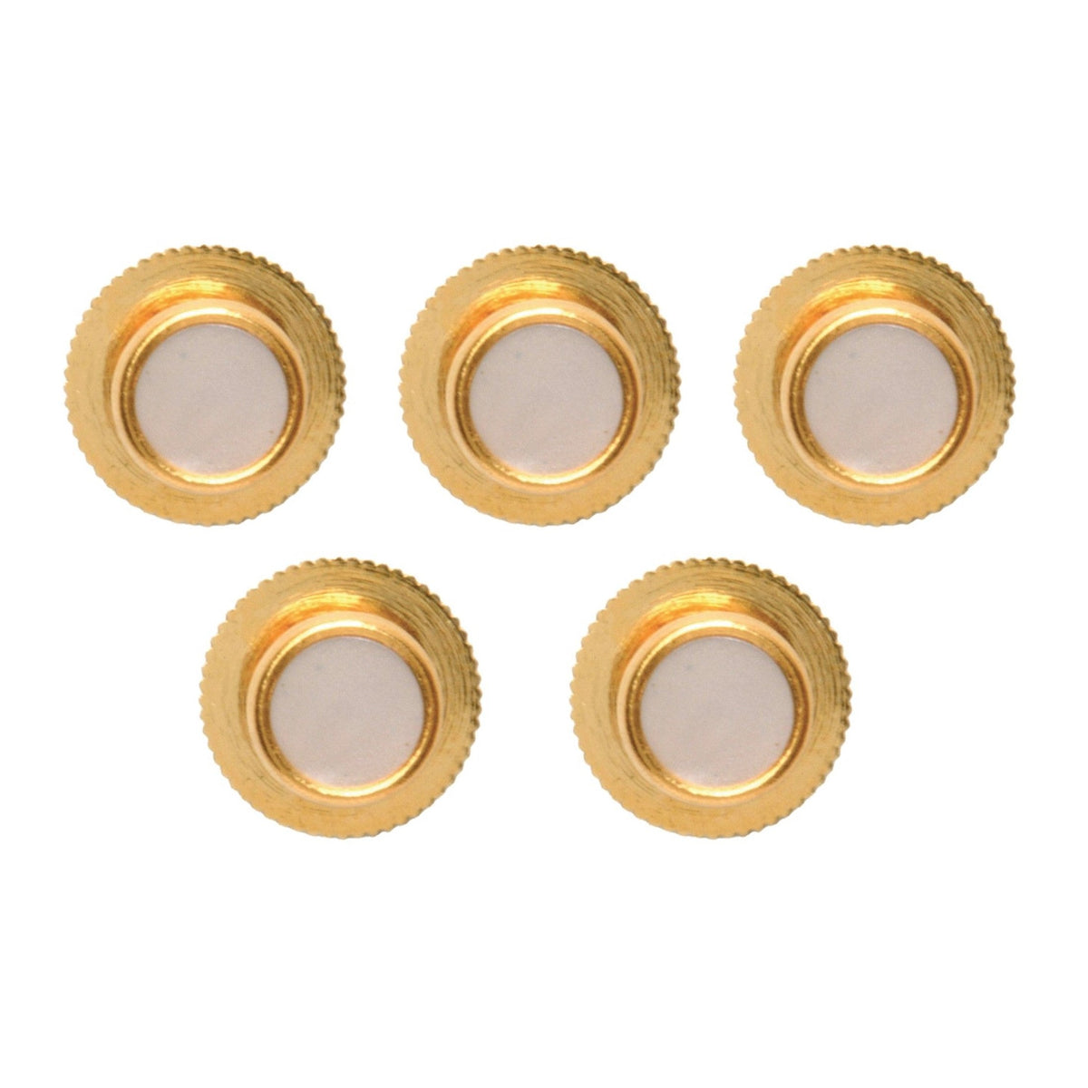 White Round Gold Dress Studs - Set of 5 - Leonard Silver - all five studs, front view