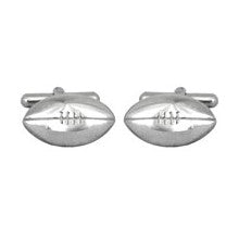 Rugby Ball Sterling Silver Cufflinks - Leonard Silver - pair shown front on