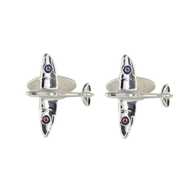 Spitfire Sterling Silver Cufflinks - Leonard Silver - pair shown front on