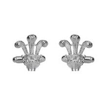 Prince of Wales Feathers Sterling Silver Cufflinks - Leonard Silver - pair, front view