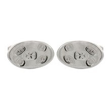 Oval Hallmark Sterling Silver Cufflinks - Leonard Silver - pair shown front on