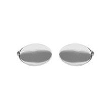 Plain Oval Sterling Silver Cufflinks - Leonard Silver - polished oval faces, front view