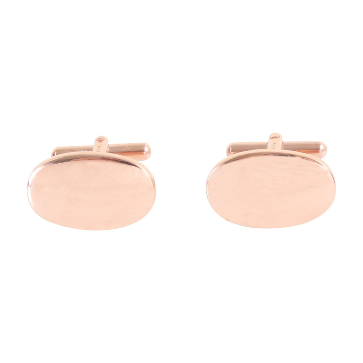 Rose Gold Plated Oval Sterling Silver Cufflinks - Leonard Silver - front view of pair