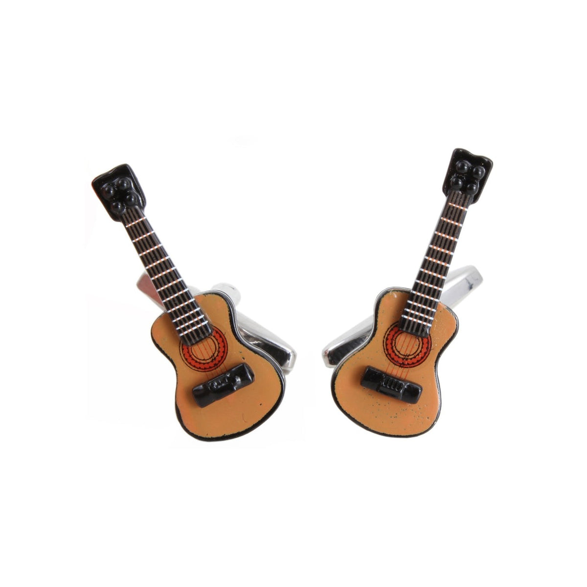Acoustic Guitar Cufflinks - Leonard Silver - detail of guitar faces