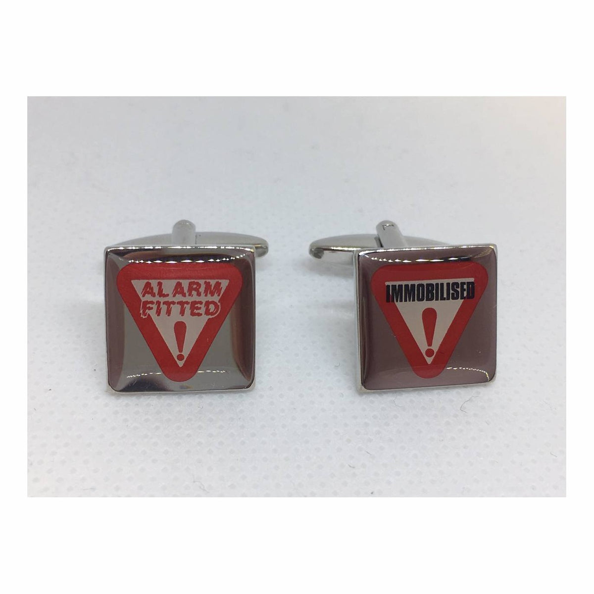 Alarm Fitted & Immobilised Cufflinks - Leonard Silver - front view of both faces