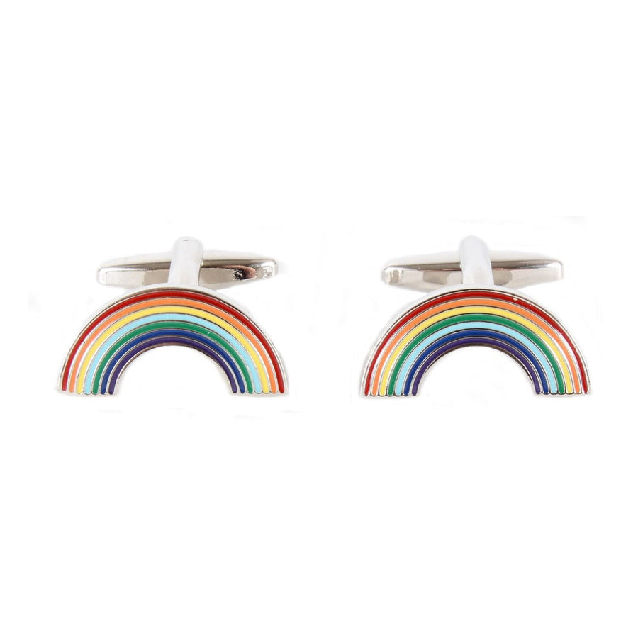 Rainbow Arc Cufflinks With NHS Charity Donation - Leonard Silver - pair, front view