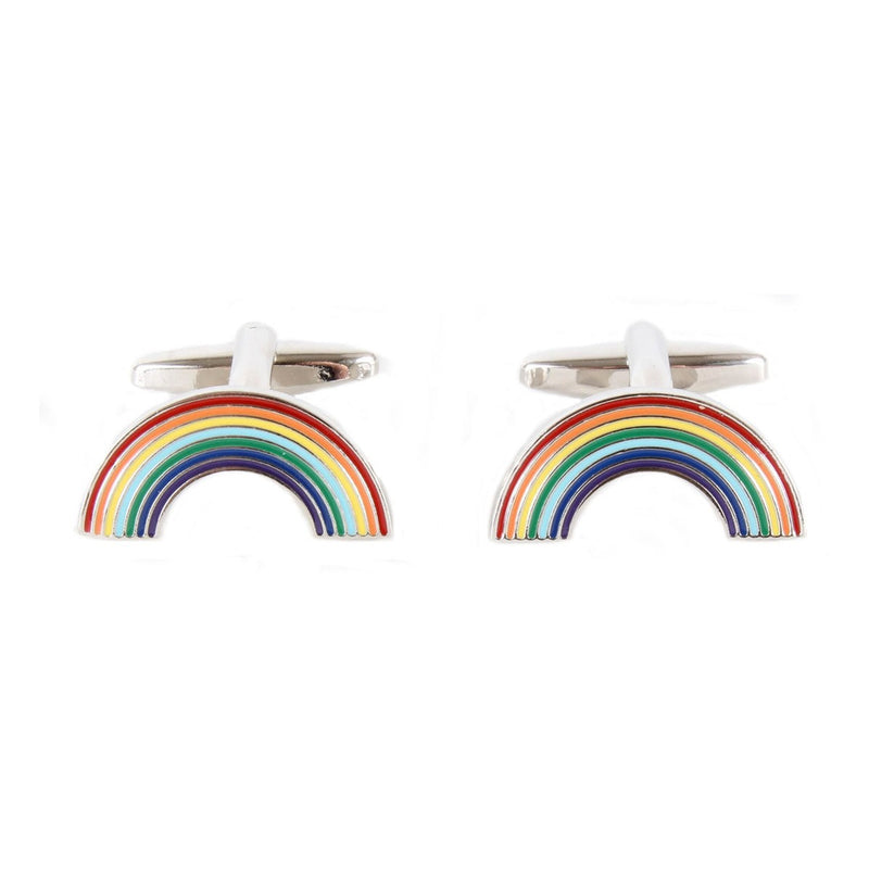 Rainbow Arc Cufflinks With NHS Charity Donation - Leonard Silver - bar fittings shown