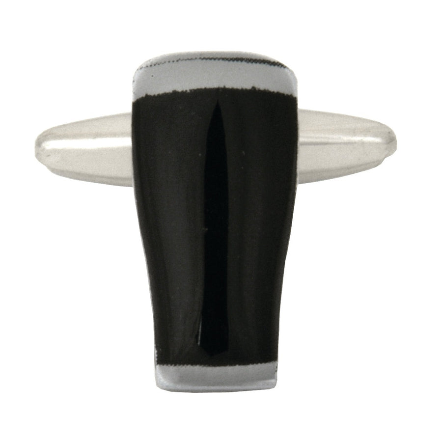 Pint of Stout Rhodium Plated Cufflinks - Leonard Silver - front view