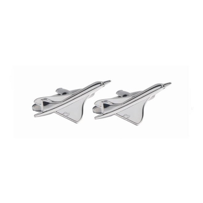 Concorde Rhodium Plated Cufflinks - Leonard Silver - pair shown from above